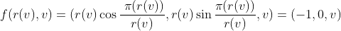 f(r(v),v)= (r(v)\cos \frac{\ \pi (r(v))}{r(v)},r(v)\sin \frac{ \pi (r(v))}{r(v)},v)=(-1,0,v)